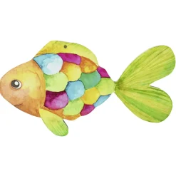Expositor De Peces, Amarillo, Escamas De Colores, 30 X 14 Cm