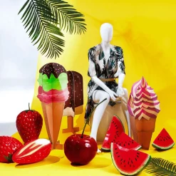 Expositor Decorativo Helado De Gofre, Altura 90 Cm