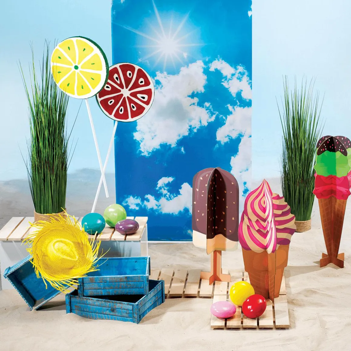 Expositor Decorativo Helado De Gofre, Altura 90 Cm