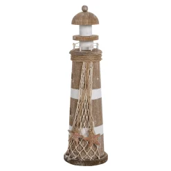 Faro Deco 10 X 35,5 Cm Marrón De Madera
