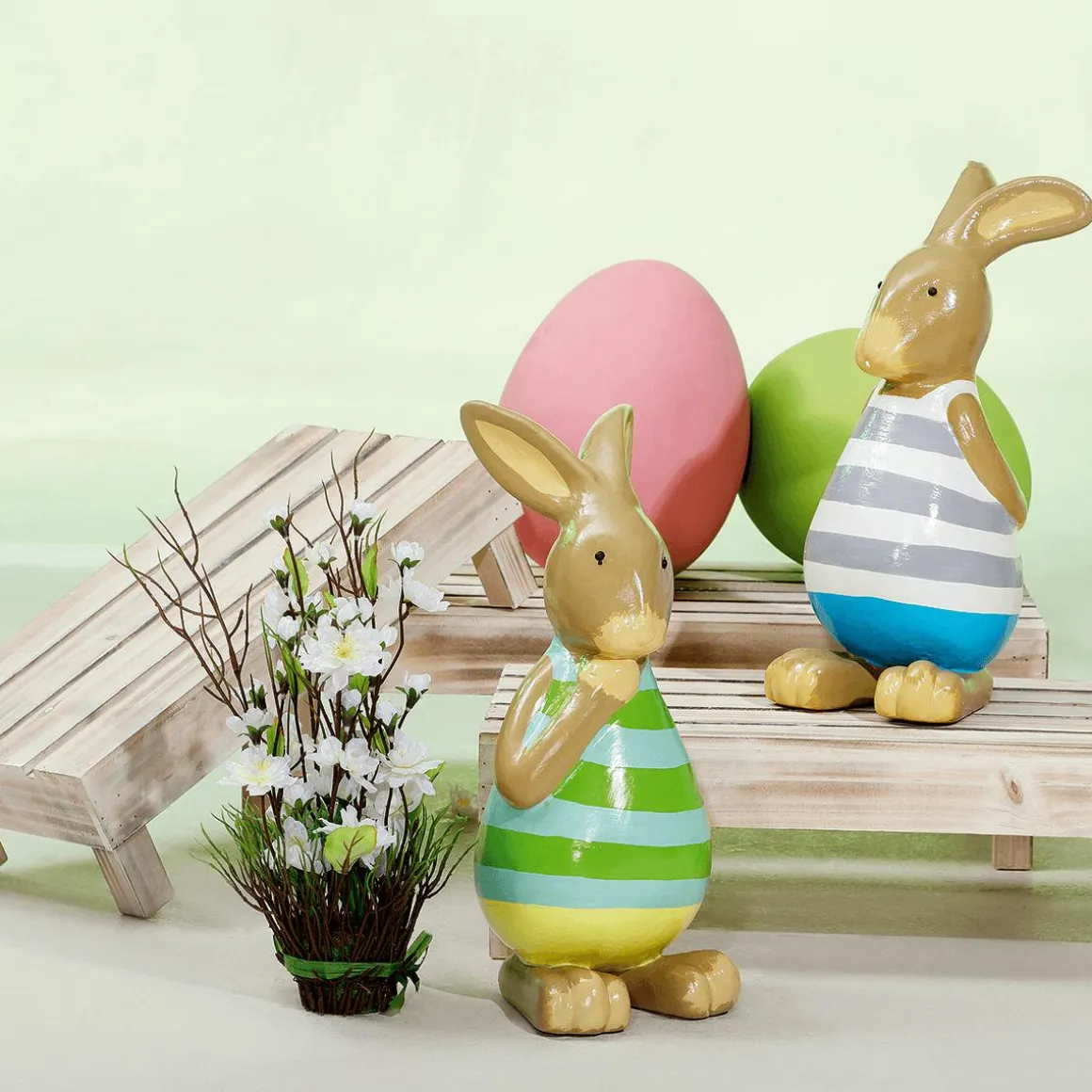Figura Decorativa Conejo De Pascua Azul, 39 Cm