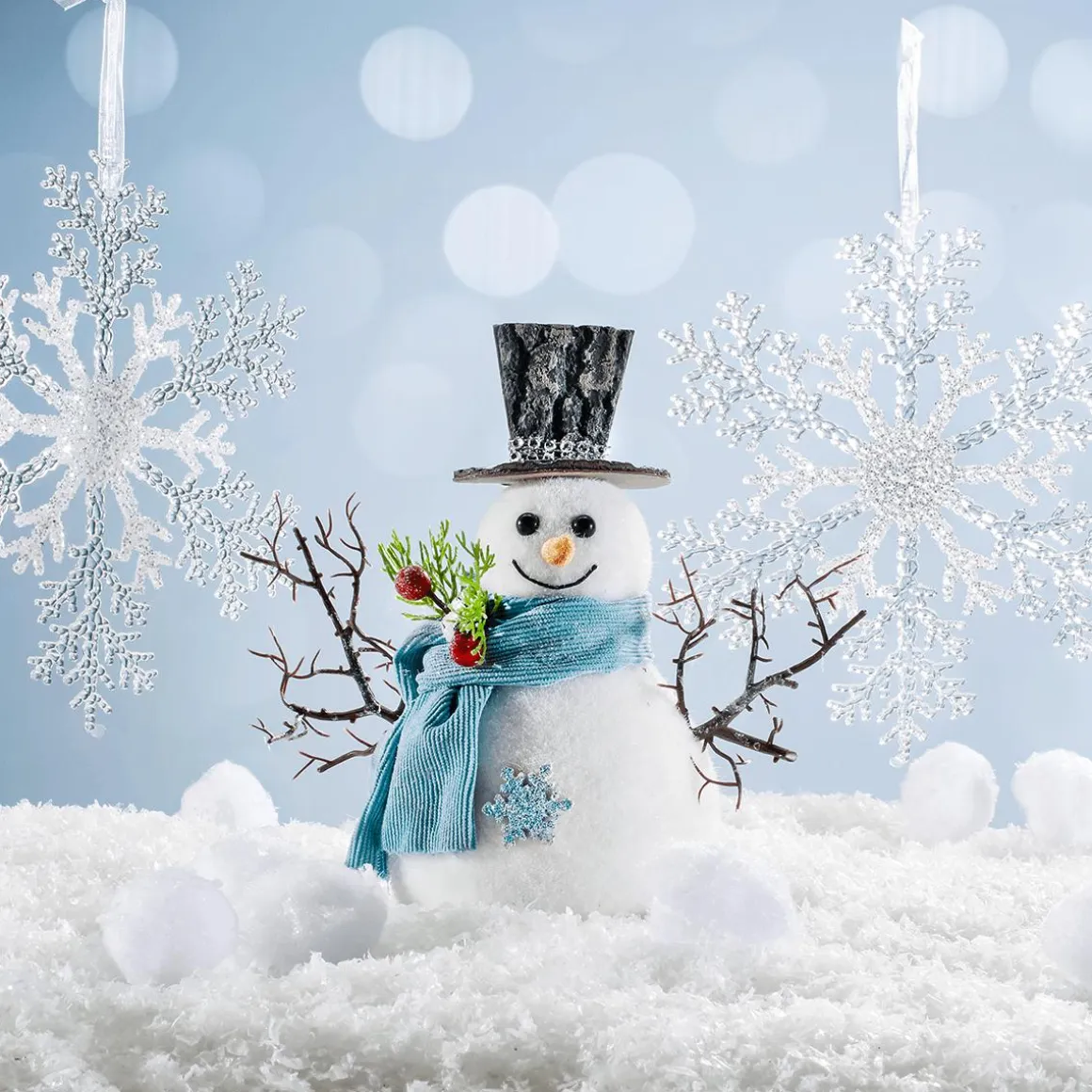 Figura Decorativa Muñeco De Nieve 22 Cm