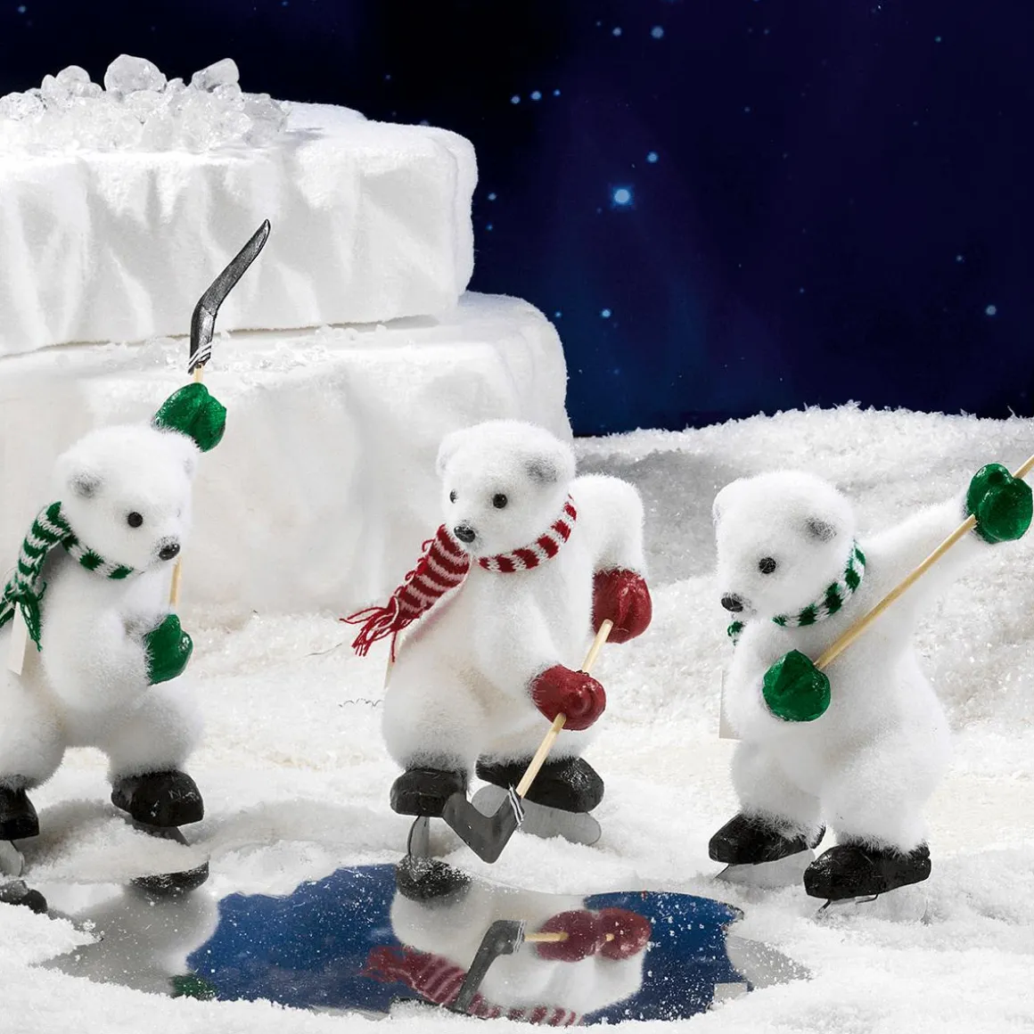 Figuras Decorativas Osos Polares De Hockey, Altura 30 Cm