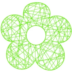 Flor 2D Verde De Malla De Fibra 80 Cm