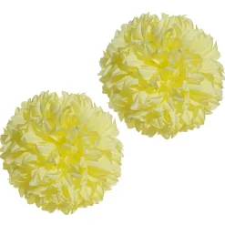 Flor De Pompón, Ø 16 Cm, Amarilla, 2 Piezas