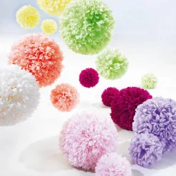 Flor De Pompón, Ø 16 Cm, Amarilla, 2 Piezas