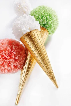 Flor De Pompón, Ø 16 Cm, Amarilla, 2 Piezas