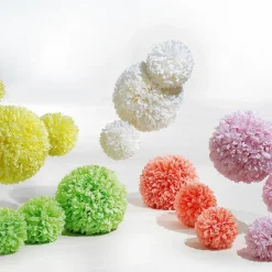 Flor De Pompón, Ø 25 Cm, Amarilla