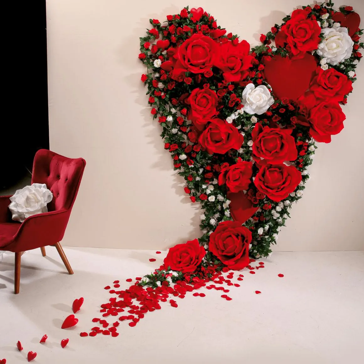 Flor Del Rosal XL Artificial, Ø 40 Cm, Color Rojo