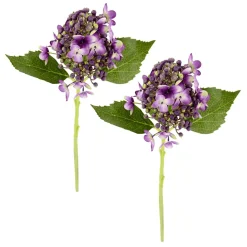 Flores De Hortensia Artificiales Morado, 39 Cm, 2 Piezas