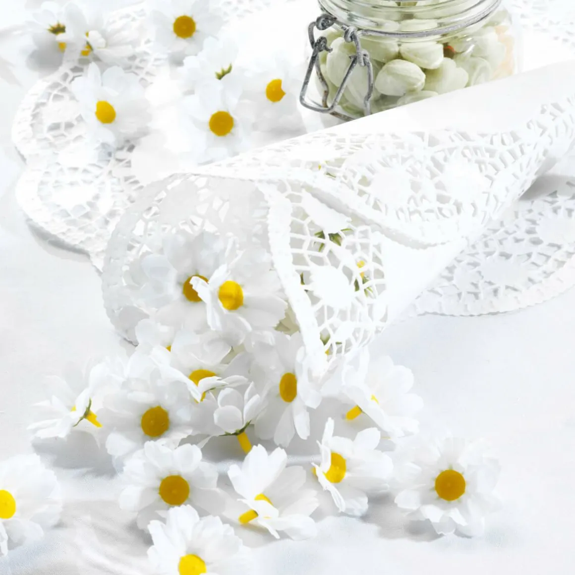 Flores De Margaritas Decorativas, 72 Piezas