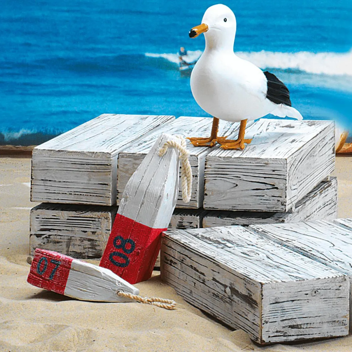 Gaviota Decorativa De Pie, Altura: 28 Cm