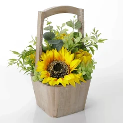 Girasoles Artificiales En Cesta 31 Cm Amarillo