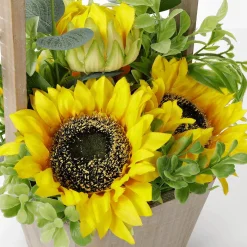 Girasoles Artificiales En Cesta 31 Cm Amarillo