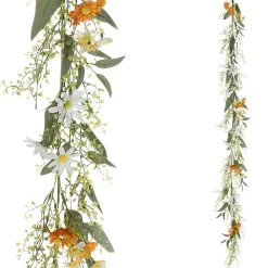 Guirnalda De Flores De Campo Artificiales Enredadera Artificial Naranja - Blanca 158 Cm