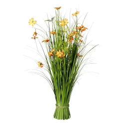 Haz De Gras Artificial Con Flores Naranjas De 67 Cm