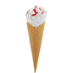 Helado Blando En Barquillo Con Salsa De Fresa - Maniquí De Comida 22 Cm