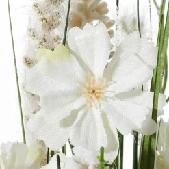 Hierbas Artificiales Con Flores De Prado, Blancas Y Moradas