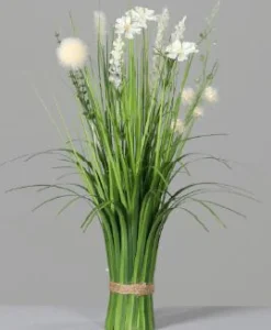 Hierbas Artificiales Con Flores De Prado, Blancas Y Moradas
