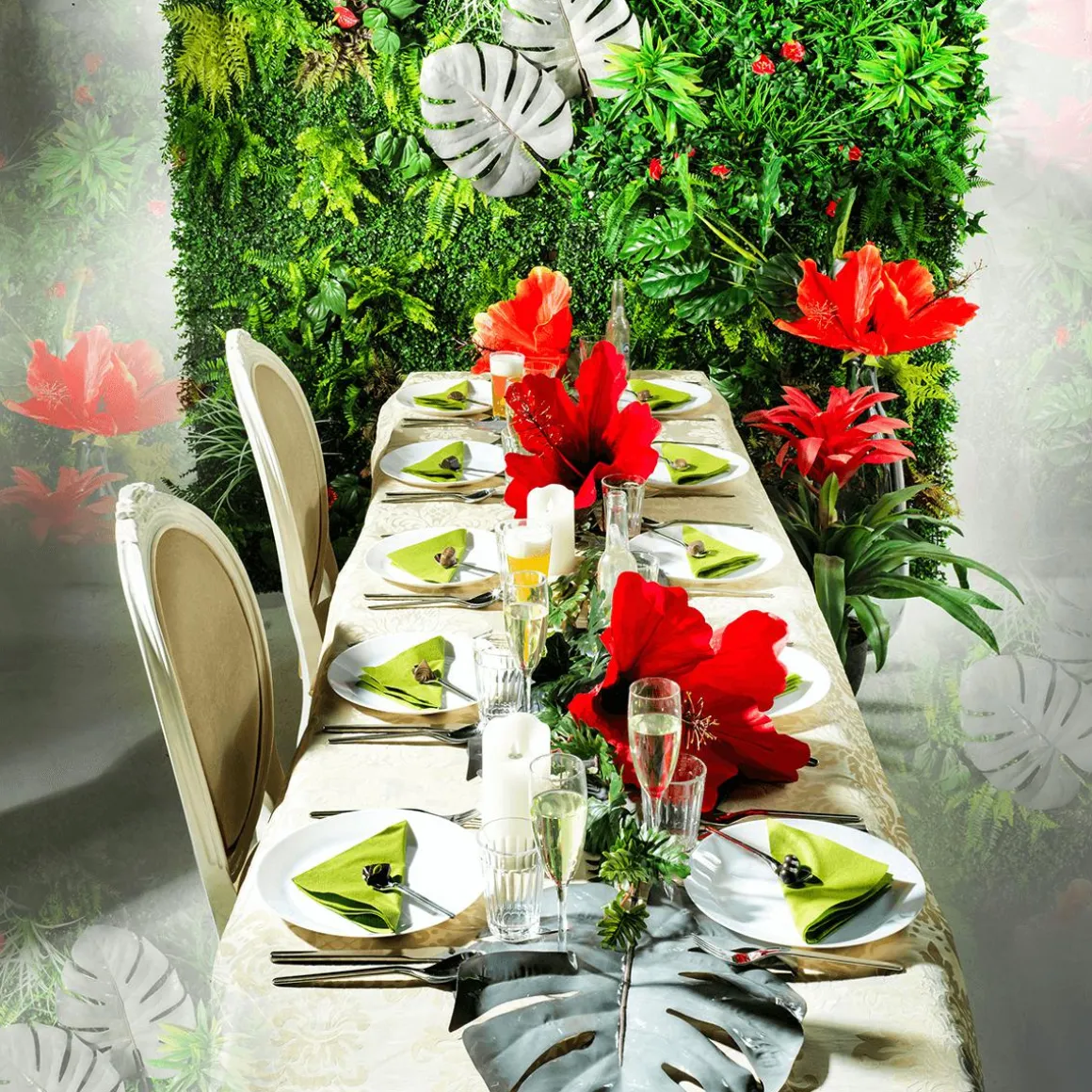 Hoja De Monstera Artificial 90 Cm Gris