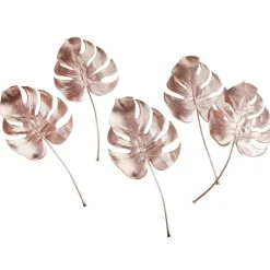 Hojas De Monstera Artificiales Rosa Palo 37 Cm 5 Piezas