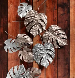 Hojas De Monstera Artificiales Rosa Palo 37 Cm 5 Piezas