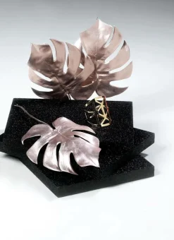 Hojas De Monstera Artificiales Rosa Palo 37 Cm 5 Piezas