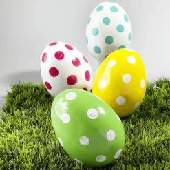 Huevo De Pascua Deco Punteado 18 Cm, Amarillo/blanco