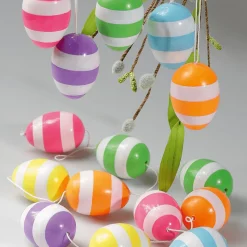 Huevos De Pascua Decorativos 6 Cm, A Rayas, 6 Piezas