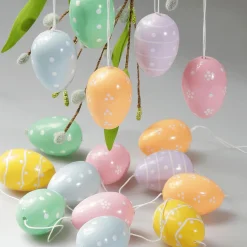 Huevos De Pascua Decorativos Para Colgar 6 Cm, Pastel Con Puntos, 6 Piezas