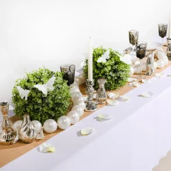 Jarrones Plateados De Mesa Con Bandeja, 8 Piezas