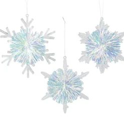 Juego De 3 Colgantes Copo De Nieve Iridiscente, 10 CmØ