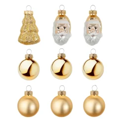 Juego De Bolas De Cristal De Navidad 9 Piezas Doradas En Caja