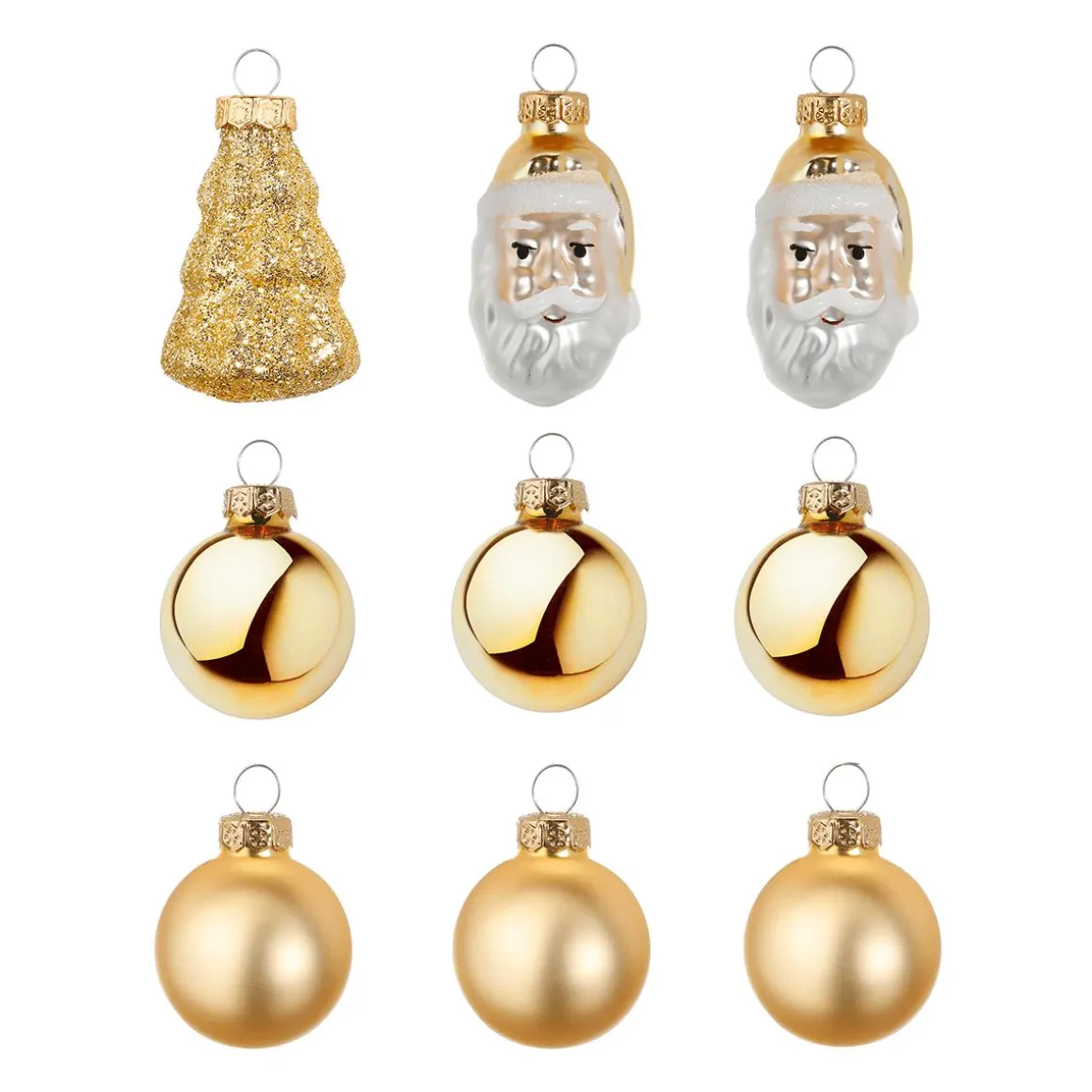 Juego De Bolas De Cristal De Navidad 9 Piezas Doradas En Caja