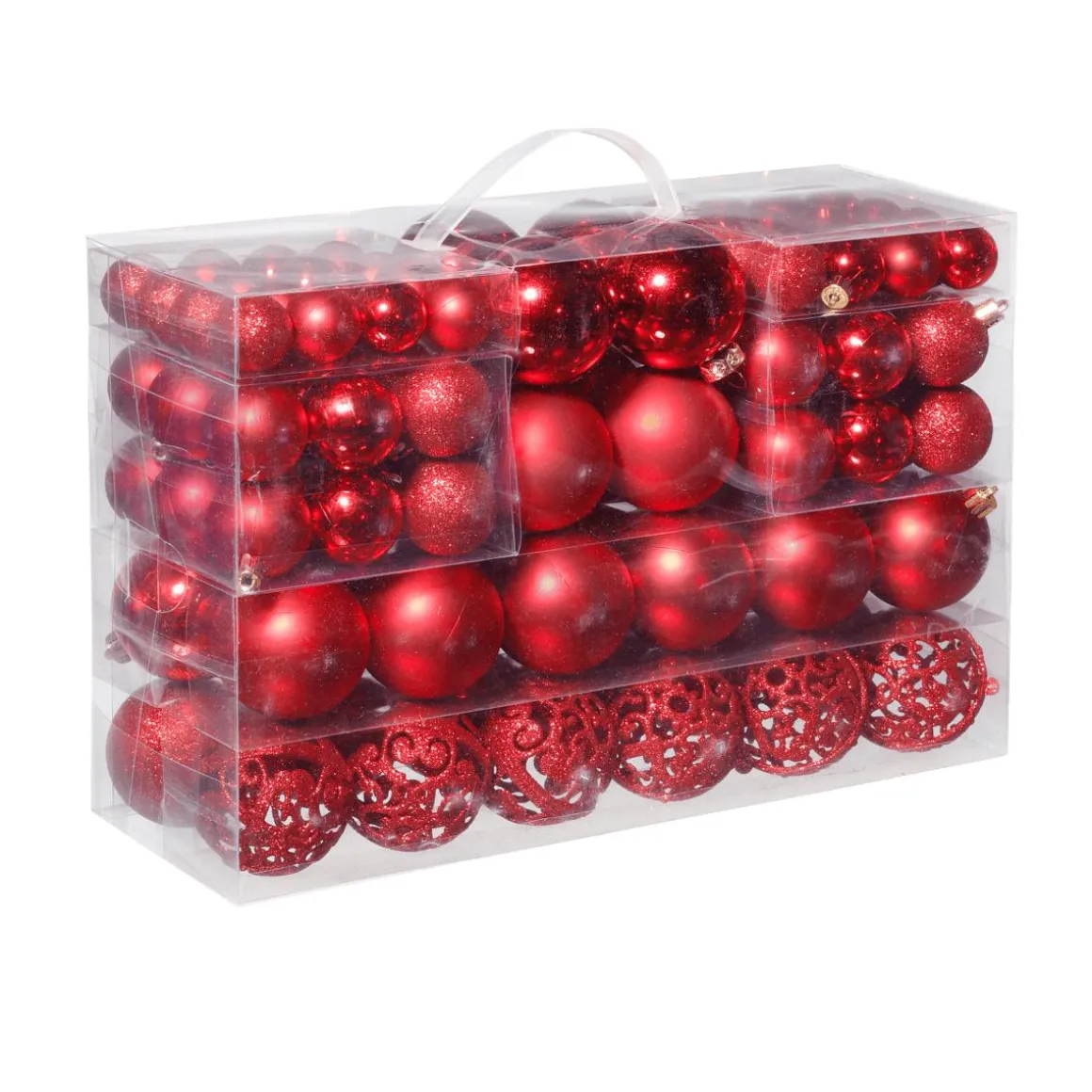 Juego De Bolas De Navidad XXL 100pcs. Rojas 3 - 6 Cm Ø