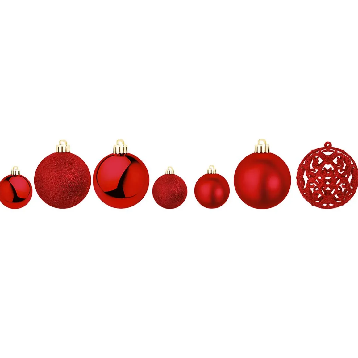 Juego De Bolas De Navidad XXL 100pcs. Rojas 3 - 6 Cm Ø