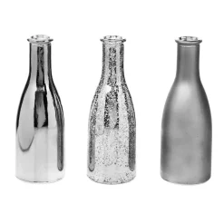 Juego De Botellas De Vidrio De 3 Piezas De Plata 6,5 X 19 Cm