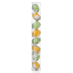 Juego De Huevos De Pascua De Espuma Para Colgar, Amarillo Con Dibujo De Conejo Y Lazo 8pcs.