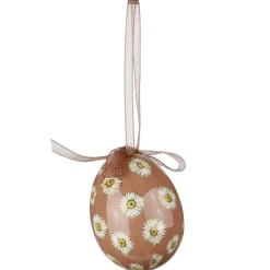 Juego De Huevos De Pascua, 5cm Beige Y Marrón Con Patrón De Flores Y Lazo 8pcs.
