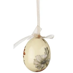 Juego De Huevos De Pascua, 5cm Beige Y Marrón Con Patrón De Flores Y Lazo 8pcs.