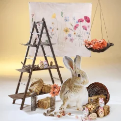 Juego De Huevos De Pascua, 5cm Beige Y Marrón Con Patrón De Flores Y Lazo 8pcs.