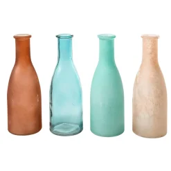 Juego De Jarrones De Vidrio De 18 Cm De Alto, 4 Piezas, Azul/beige