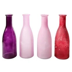 Juego De Jarrones De Vidrio De 18 Cm De Alto, 4 Piezas, Rosa