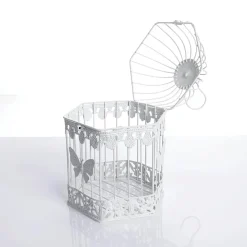Juego De Jaulas Decorativas Para Pájaros 2 Unidades 48x26x23 Cm / 41x21x18 Cm Blanco