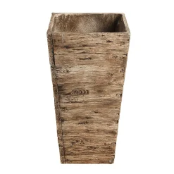 Juego De Macetas De Fibra De Vidrio Marrón, Aspecto De Madera 50, 65, 75 Cm De Altura
