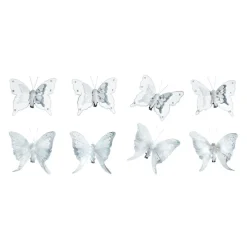 Juego De Mariposas De Plumas De 8 Piezas Blancas Con Clip 8 Cm Ø