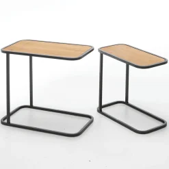 Juego De Mesa 2 Piezas Metal Madera De Abeto
