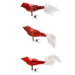 Juego De Pájaros Artificiales Rojo 3 Pcs