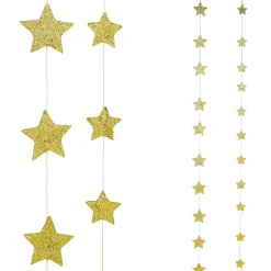 Juego Guirnaldas De Estrellas 2D, Oro, 2 Uds.