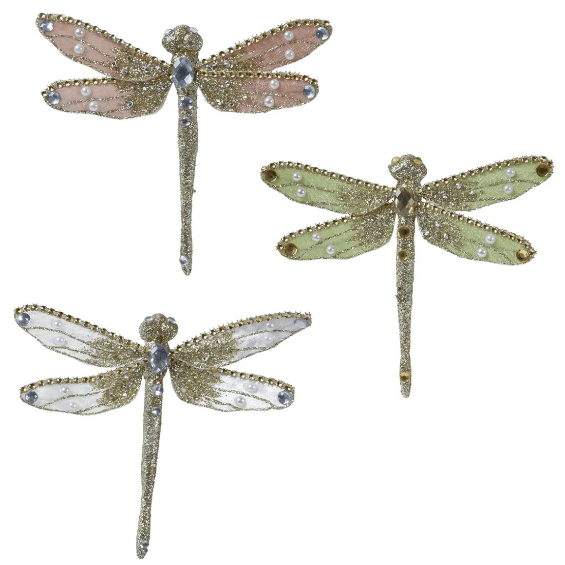 Libélulas Brillantes Con Pinza 18 Cm, 3 Piezas